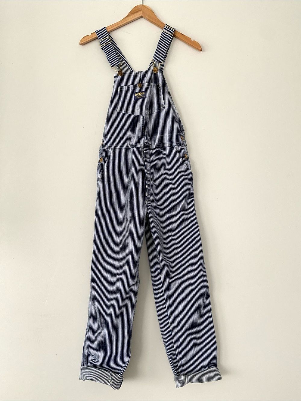 VTG 60-70s OshKosh B'gosh Blue & White Striped Overalls Sz 14 Made in USA Unioni